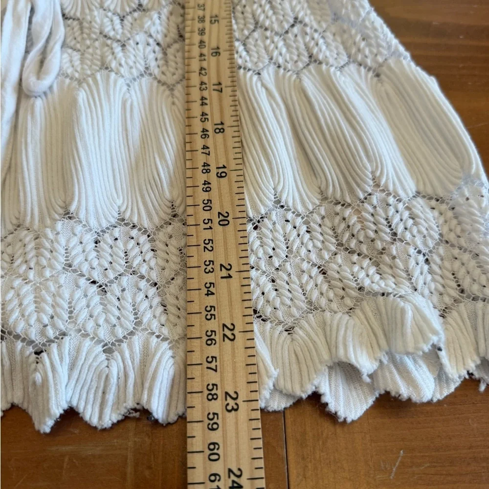 Free People Fire Island Top White S Crochet Embroidered Keyhole Peasant Boho